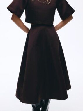 H&M Chocolate Brown Midi Skirt